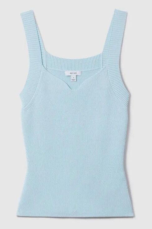 Reiss Tops - Reiss Dani Ribbed Top Sweetheart Neckline  Size L in Blue
